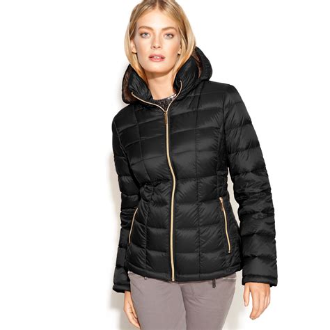 michael michael kors women's hooded puffer coat|michael kors padded coat women's.